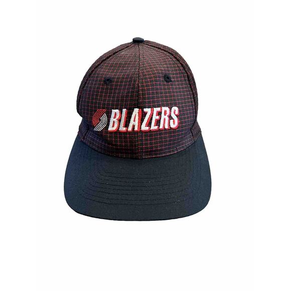 LOGO 7 Other - Vtg Logo 7 Black Red Plaid NBA Portland Trailblazers Adjustable Snapback Hat Cap